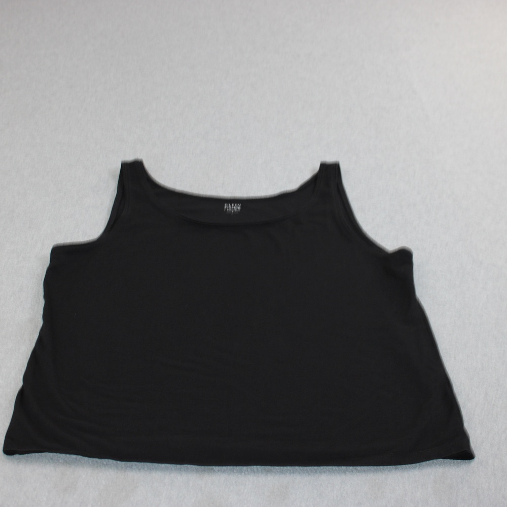 Eileen Fisher Tank Women Large Black Organic Cotton Scoop Neck Stretch Basic